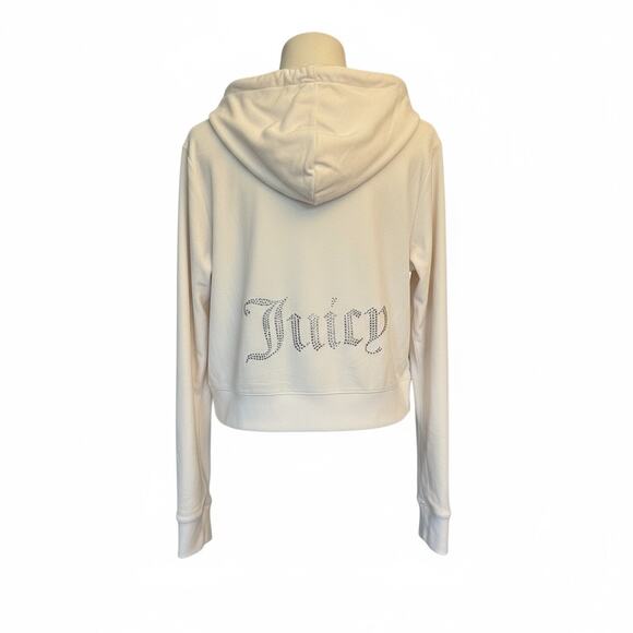 Juicy Couture Bling Cream Velour Sweatsuit Outfit XL Y2K Track Flared - Picture 6 of 16